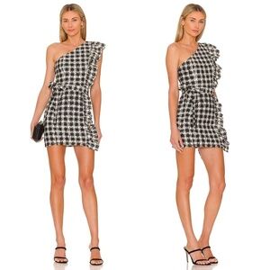 LOVERS AND FRIENDS x REVOLVE | Seana Mini Ruffle Dress in Black & Ivory | Size S